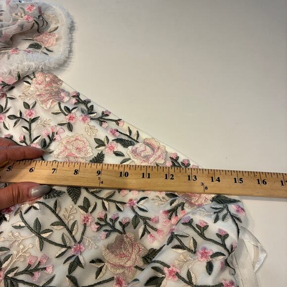 NWT Mac Duggal Cream Floral Embroidered One Shoulder Maxi Dress Sz 8 - Picture 11 of 13